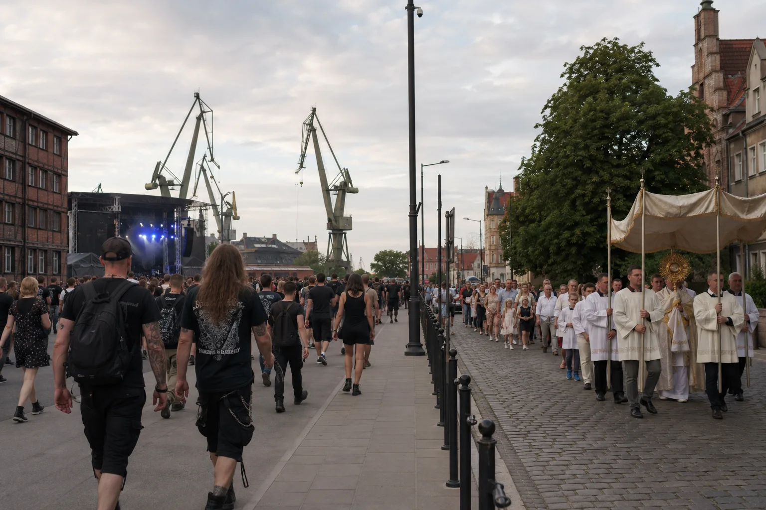 Alt obrazka: Publiczność na festiwalu metalowym podczas wieczornego koncertu
